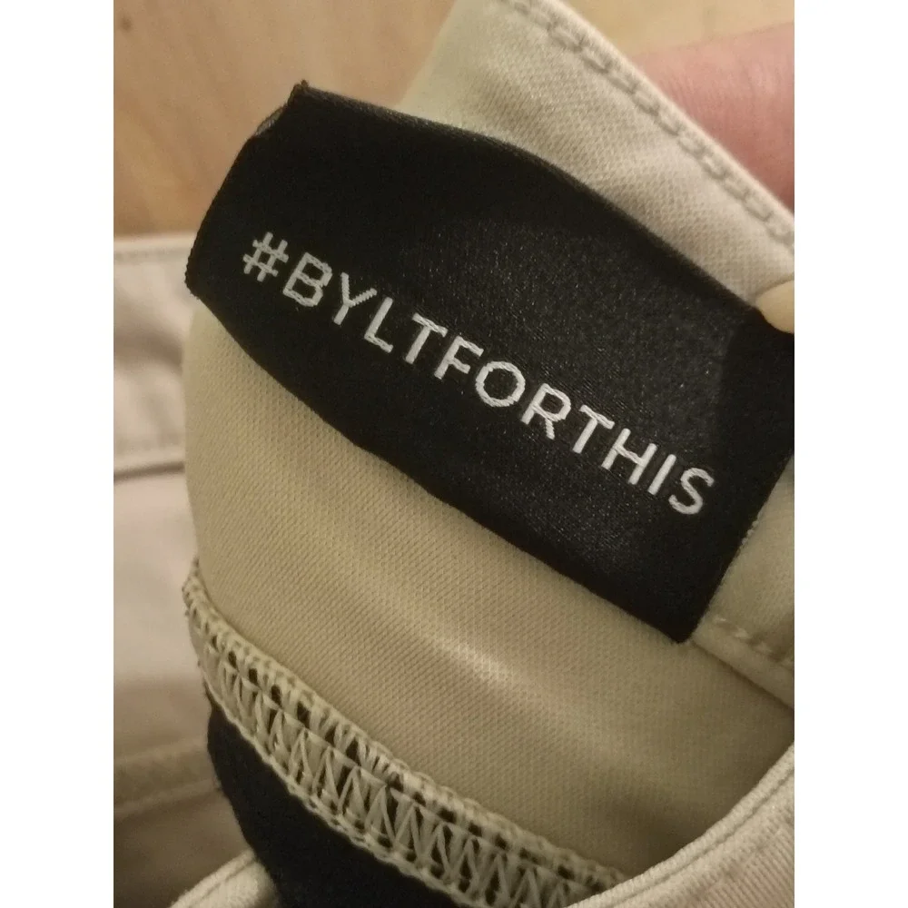 BYLT Premium Basics Everyday Pant Mens 36 Khaki Tan Tapered Jogger Cuffs Pockets